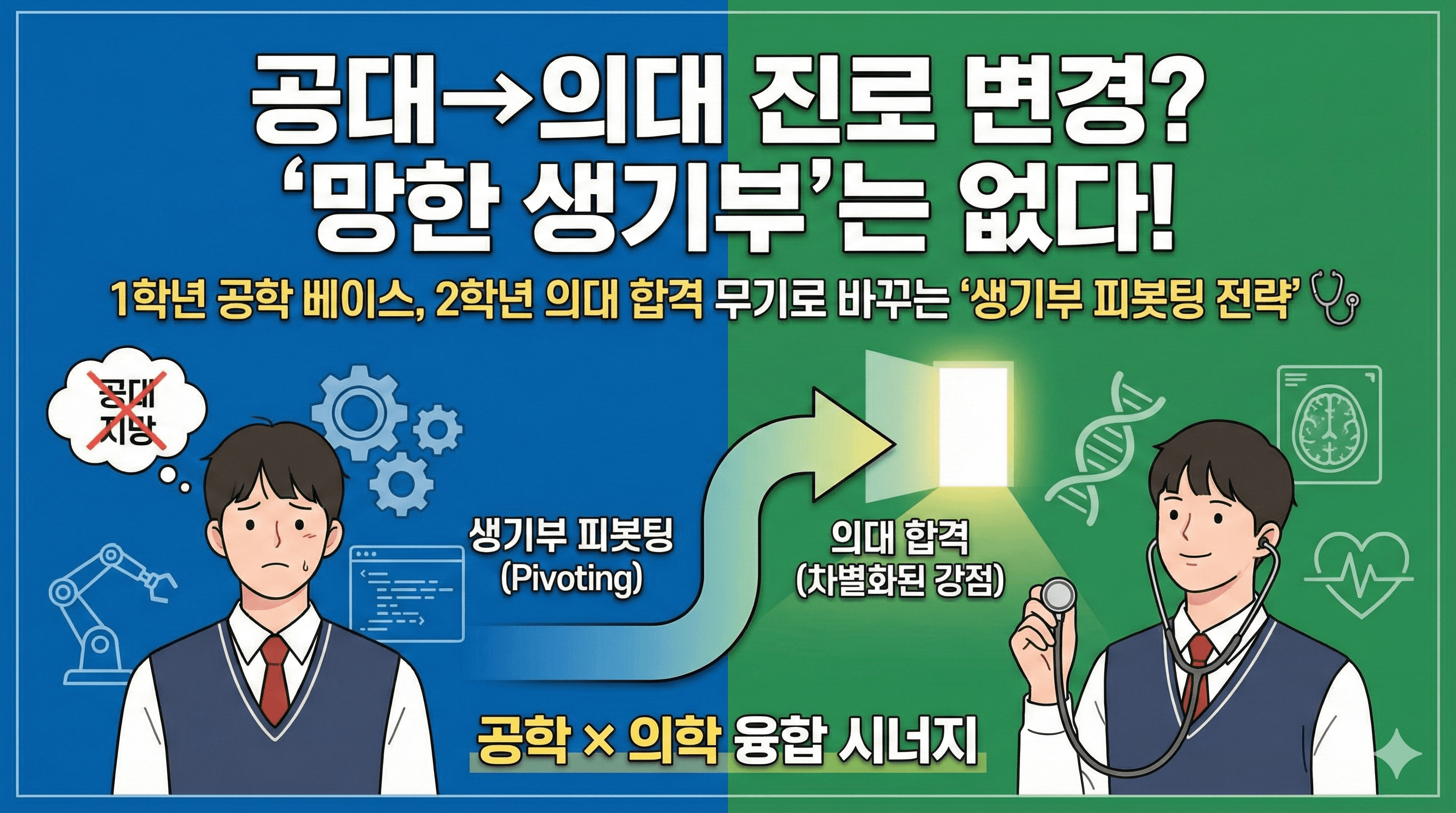공대 지망했다가 의대로? 진로 변경 인서울러를 위한 생기부 피봇팅 전략 🩺 썸네일